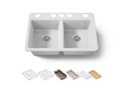 KOHLER Riverby 33" undermount double-bowl workstation kitchen sink