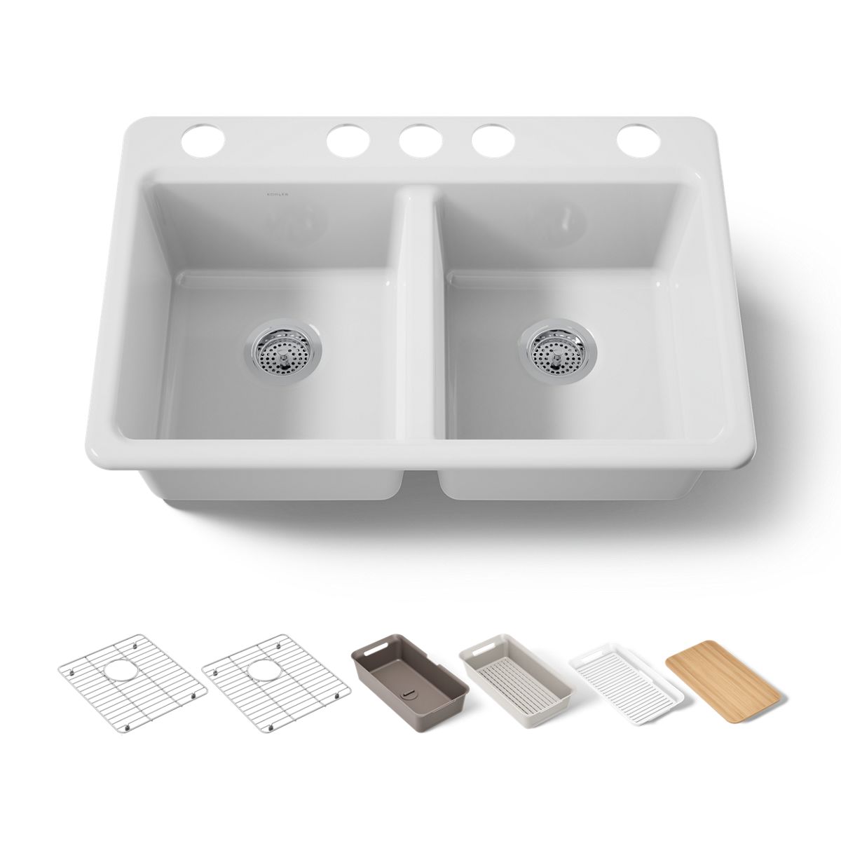 KOHLER Riverby 33" undermount double-bowl workstation kitchen sink