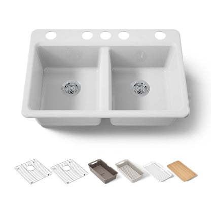 KOHLER Riverby 33" undermount double-bowl workstation kitchen sink