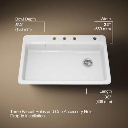 KOHLER Riverby 33" top-mount single-bowl kitchen sink