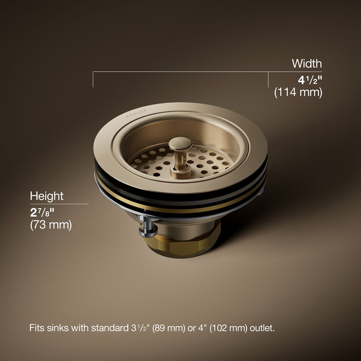 3/4 view of product with dimensions