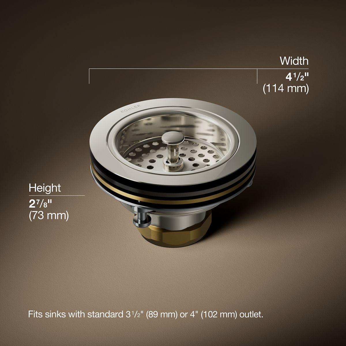 3/4 view of product with dimensions