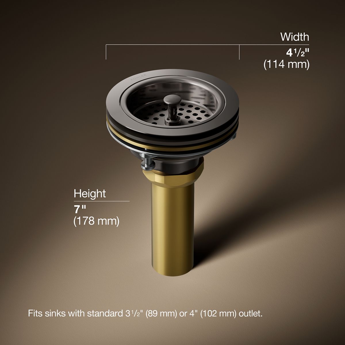 3/4 view of product with dimensions