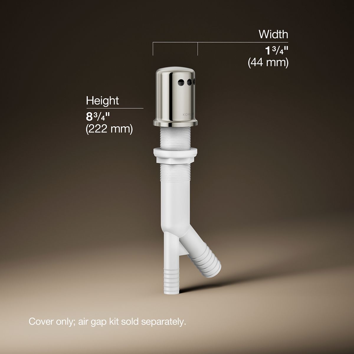 3/4 view of product with dimensions