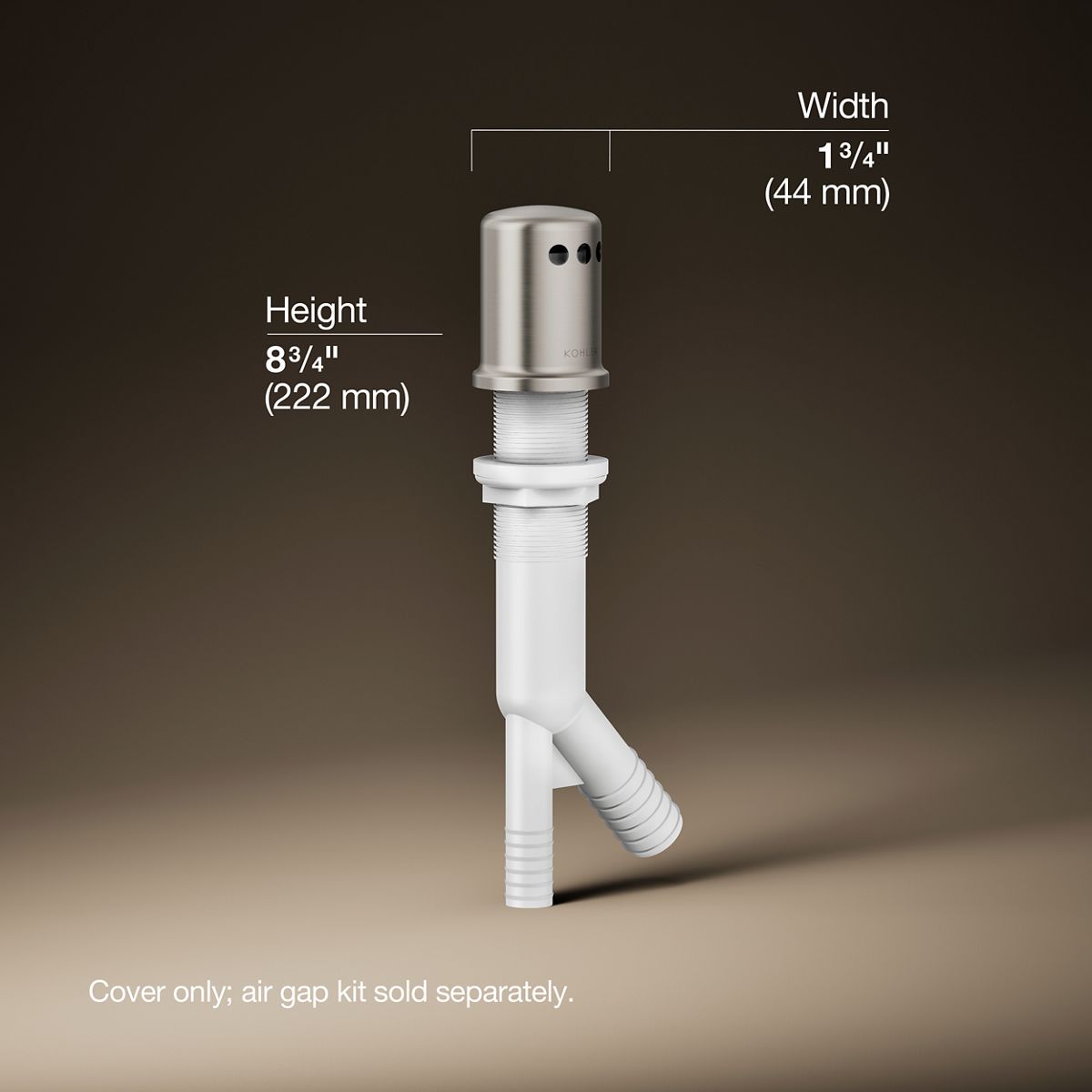 3/4 view of product with dimensions