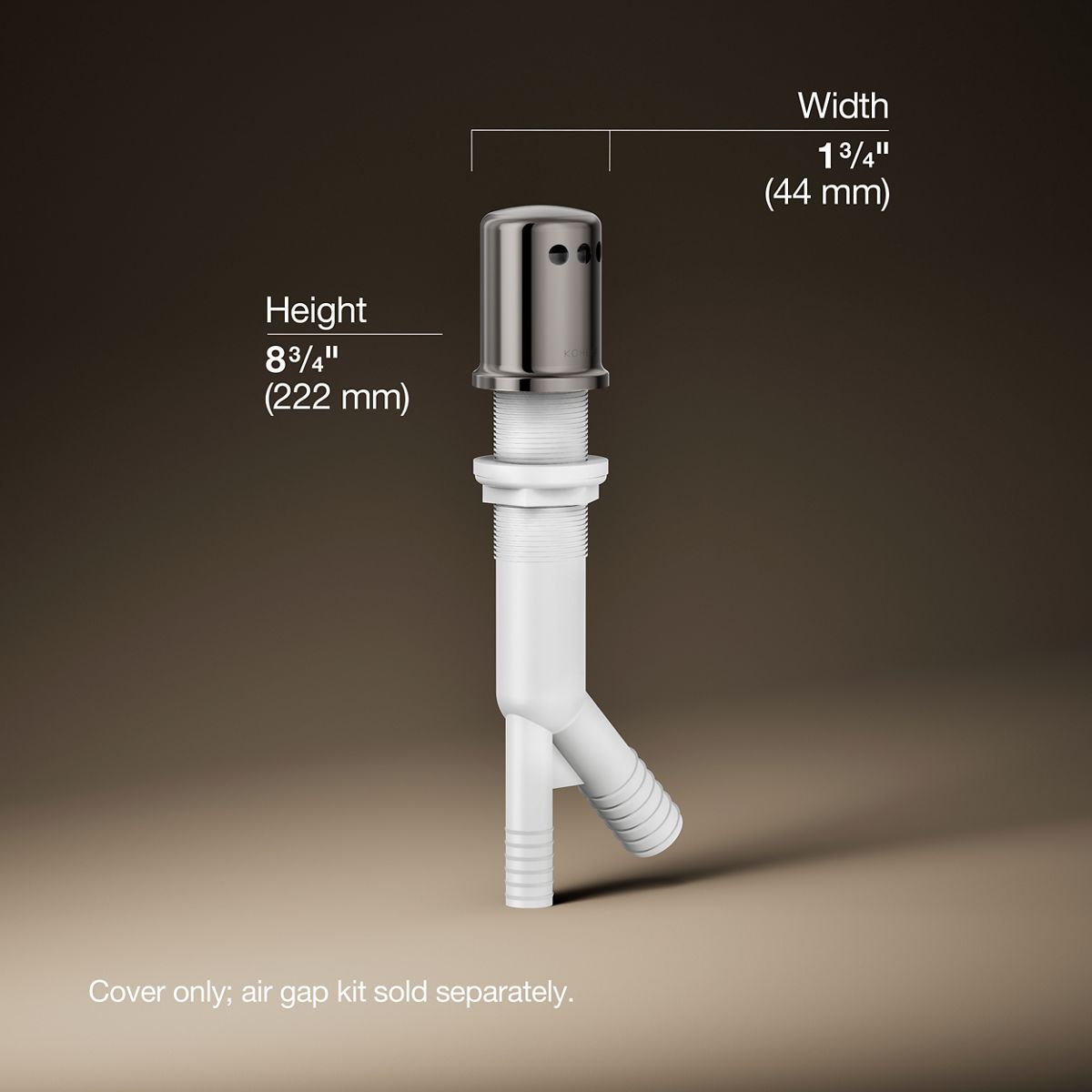 3/4 view of product with dimensions
