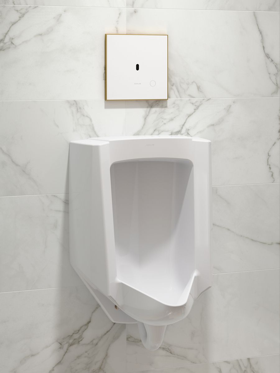 KOHLER K-91UB10G40-0WH Mach Flex Glass Faceplate for Concealed Touchless Urinal Flushometer, 0.5 GPF, Vibrant Brushed Moderne