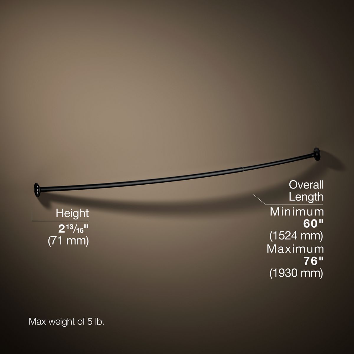 KOHLER Expanse Curved shower rod - transitional design