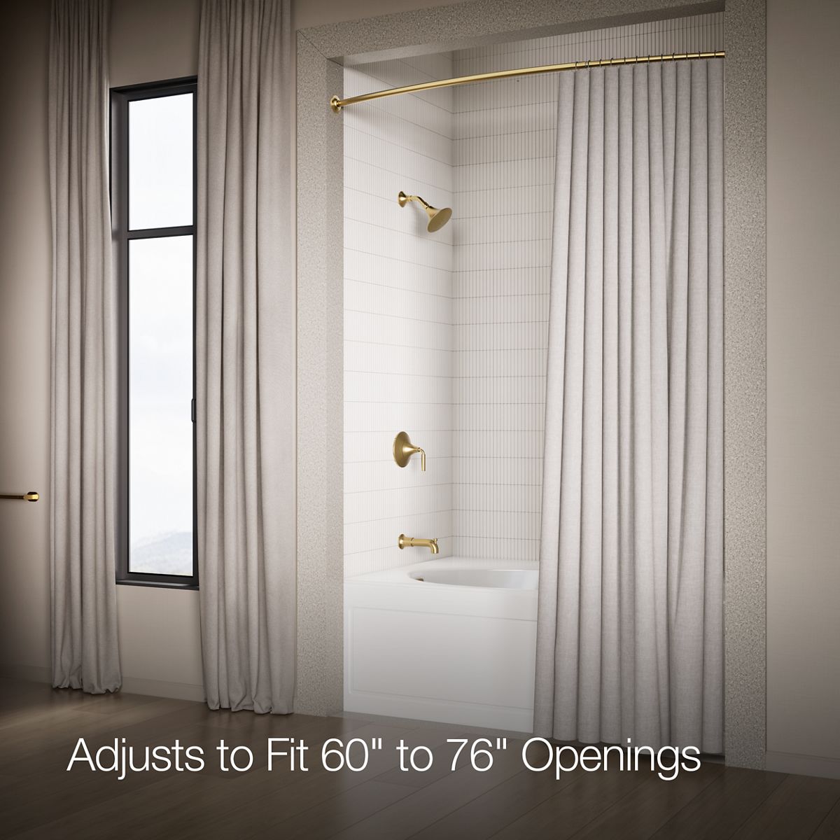 KOHLER Expanse Curved shower rod - transitional design