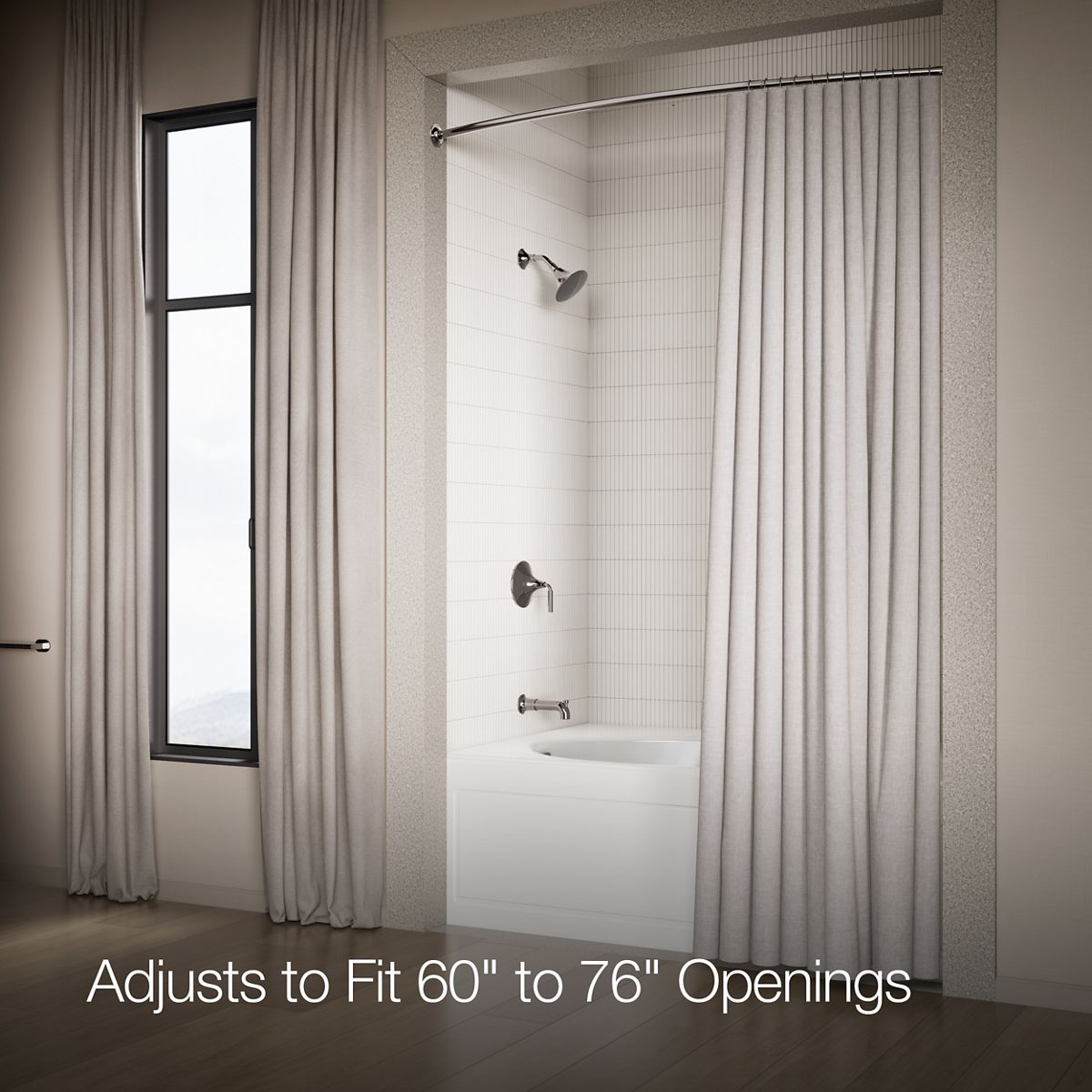 KOHLER K-9350 Expanse Curved shower rod - transitional design, vibrant titanium - view 2