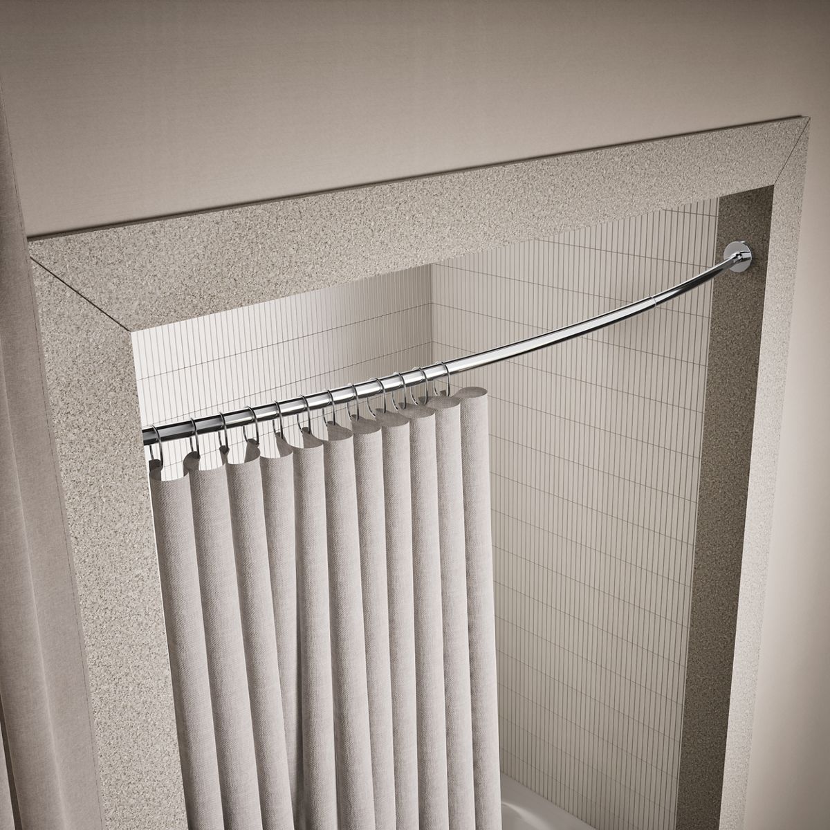 KOHLER Expanse Contemporary design curved shower rod