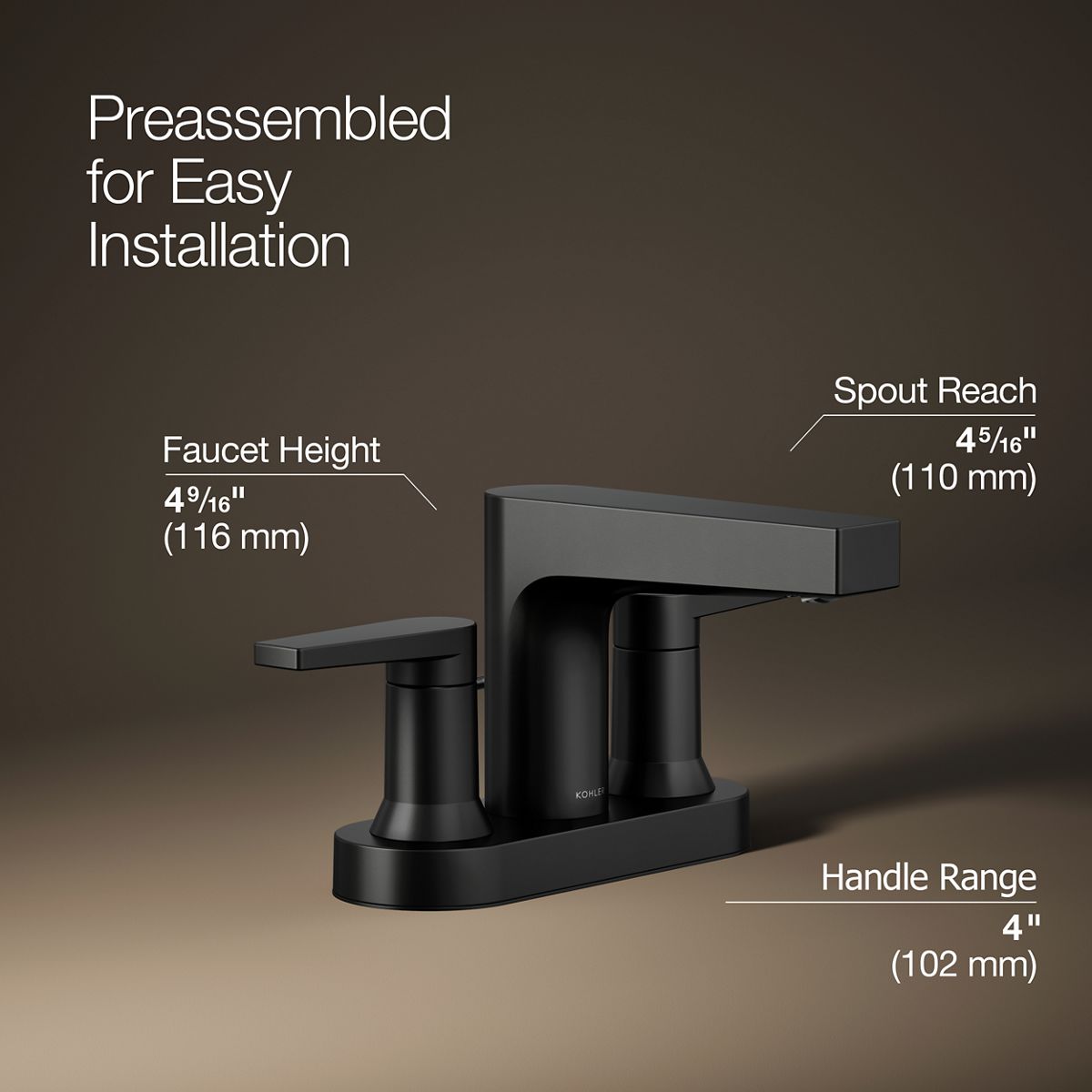 KOHLER K-97031-4 Taut Centerset bathroom sink faucet, 1.2 gpm