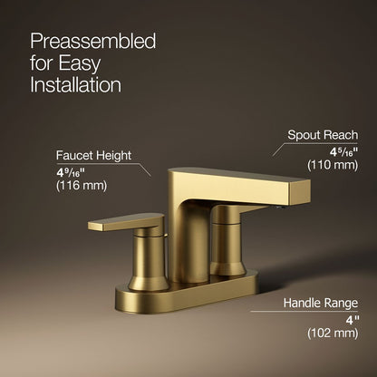 KOHLER K-97031-4 Taut Centerset bathroom sink faucet, 1.2 gpm