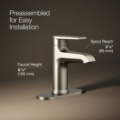 KOHLER K-97061-4 Hint Single-handle bathroom sink faucet, 1.2 gpm