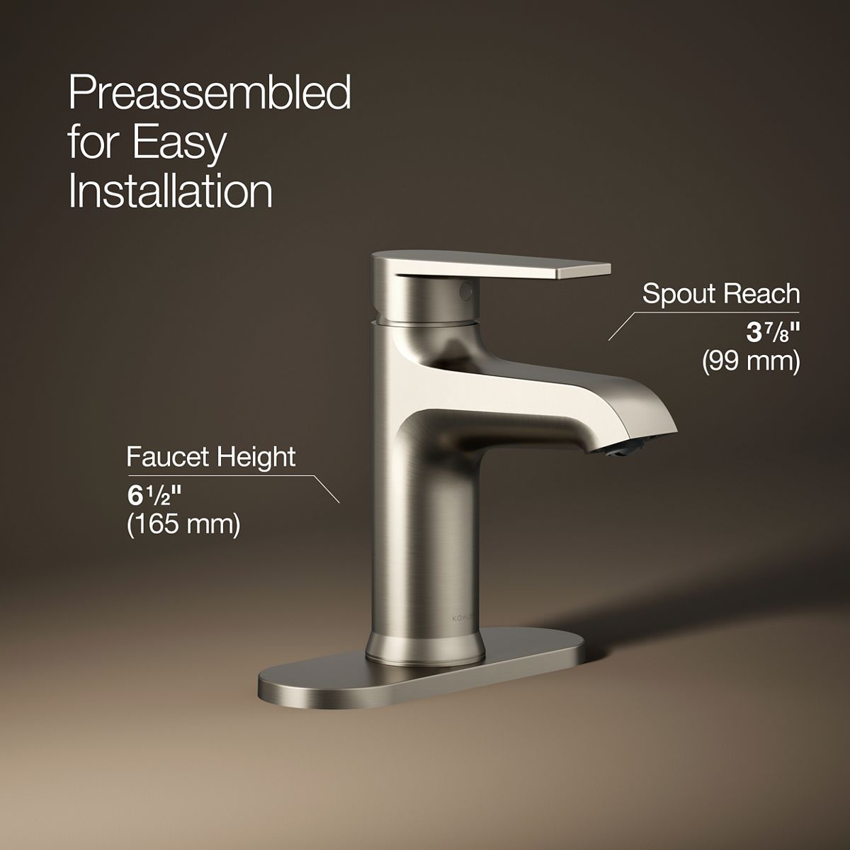 KOHLER K-97061-4 Hint Single-handle bathroom sink faucet, 1.2 gpm
