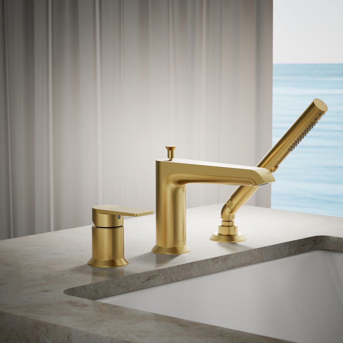 KOHLER K-97070-4 Hint Deck-mount bath faucet with handshower