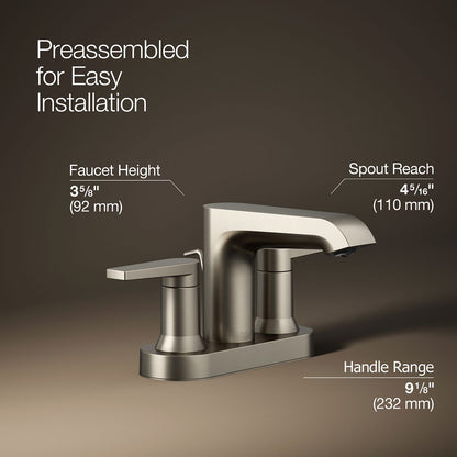 KOHLER K-97094-4 Hint Centerset bathroom sink faucet, 1.2 gpm