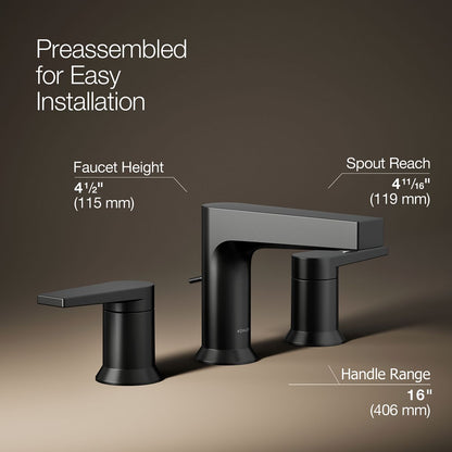 KOHLER K-97100-4 Taut Widespread bathroom sink faucet, 1.2 gpm