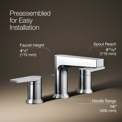 KOHLER K-97100-4 Taut Widespread bathroom sink faucet, 1.2 gpm