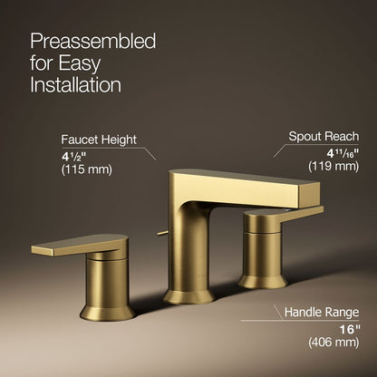 KOHLER K-97100-4 Taut Widespread bathroom sink faucet, 1.2 gpm