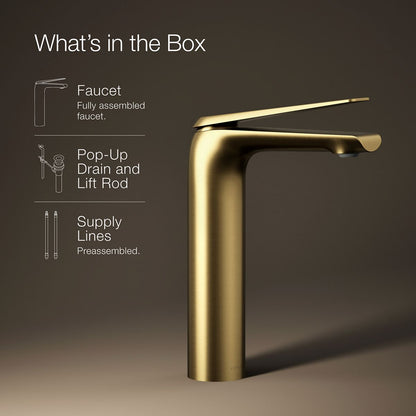KOHLER K-97347-4 Avid Tall single-handle bathroom sink faucet, 1.2 gpm