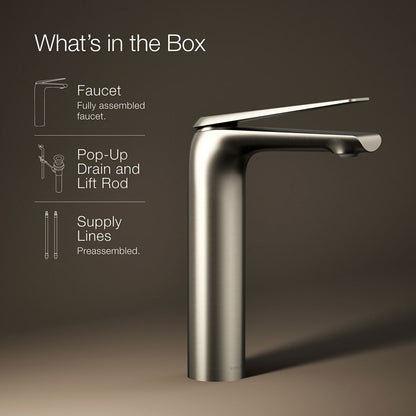 KOHLER K-97347-4 Avid Tall single-handle bathroom sink faucet, 1.2 gpm