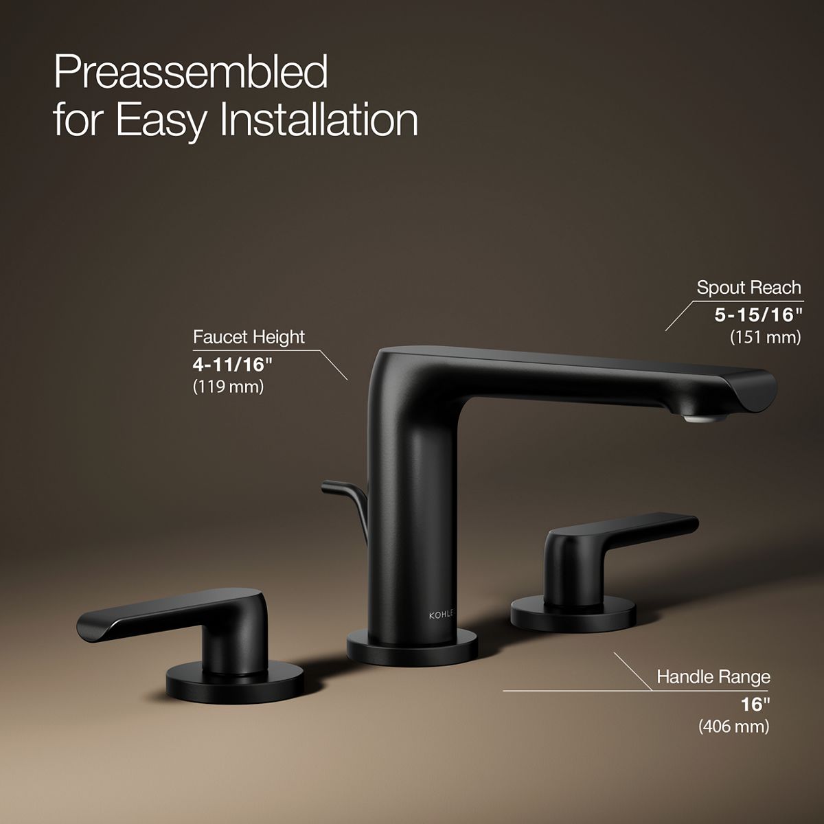 KOHLER K-97352-4 Avid Widespread bathroom sink faucet, 1.2 gpm