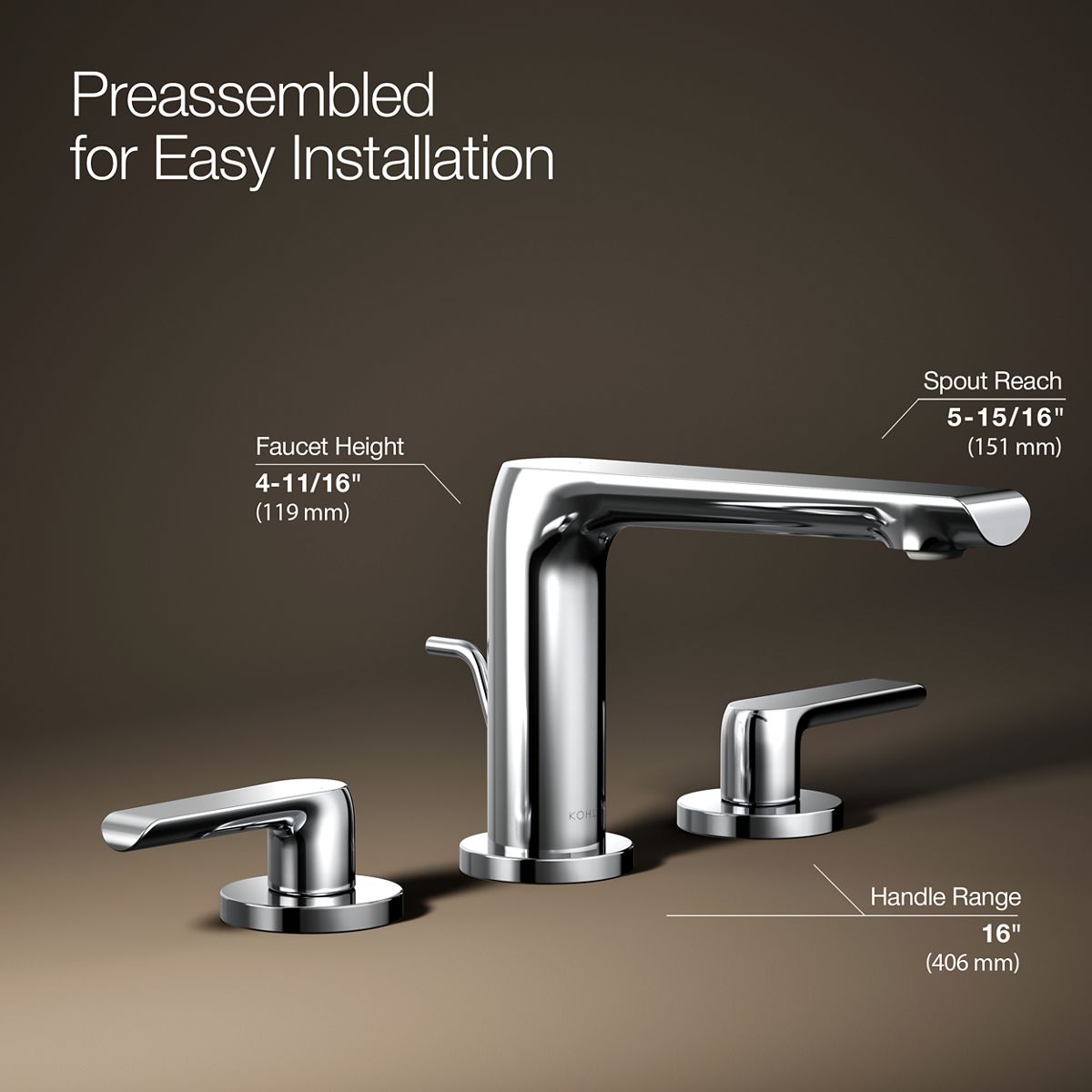 KOHLER K-97352-4N Avid Widespread bathroom sink faucet, 0.5 gpm