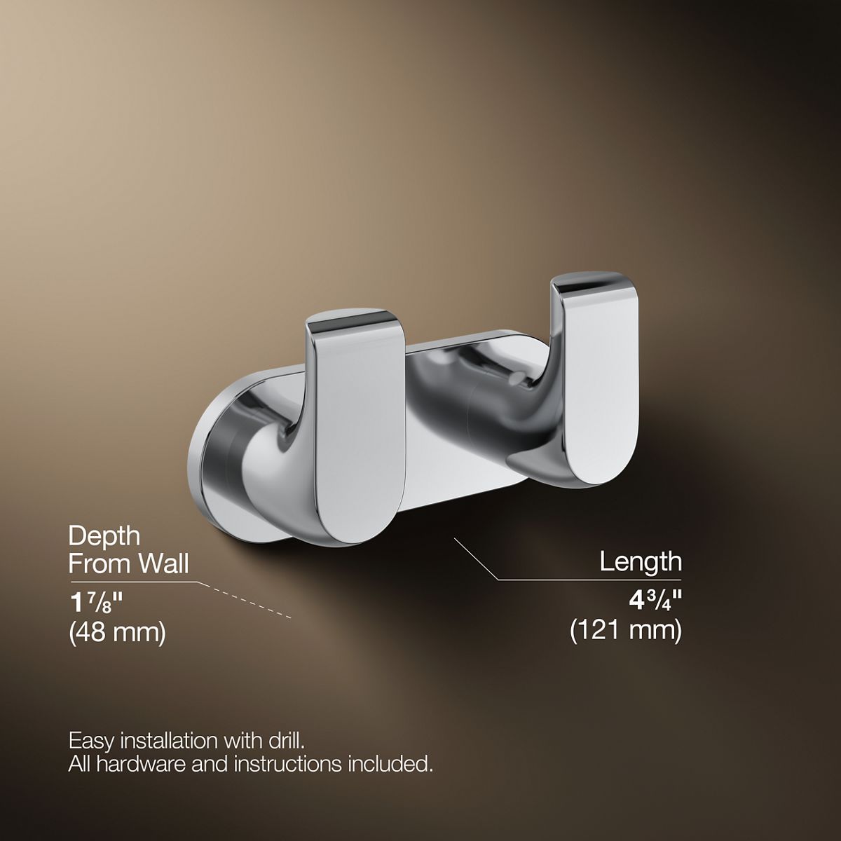 KOHLER K-97500 Avid Double robe hook