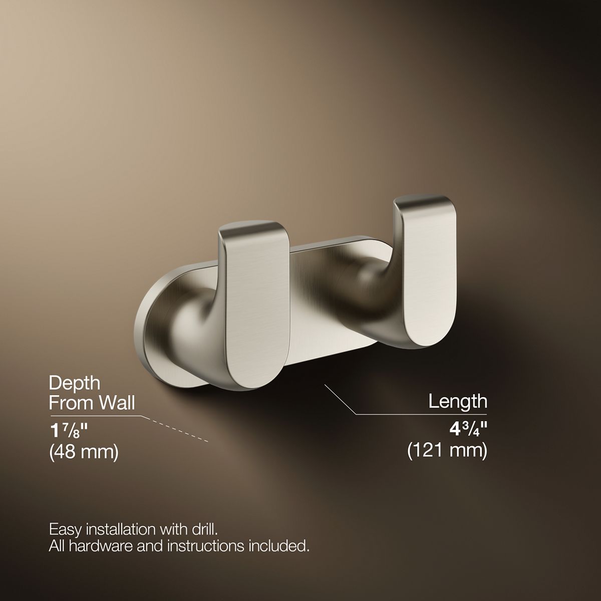 KOHLER K-97500 Avid Double robe hook