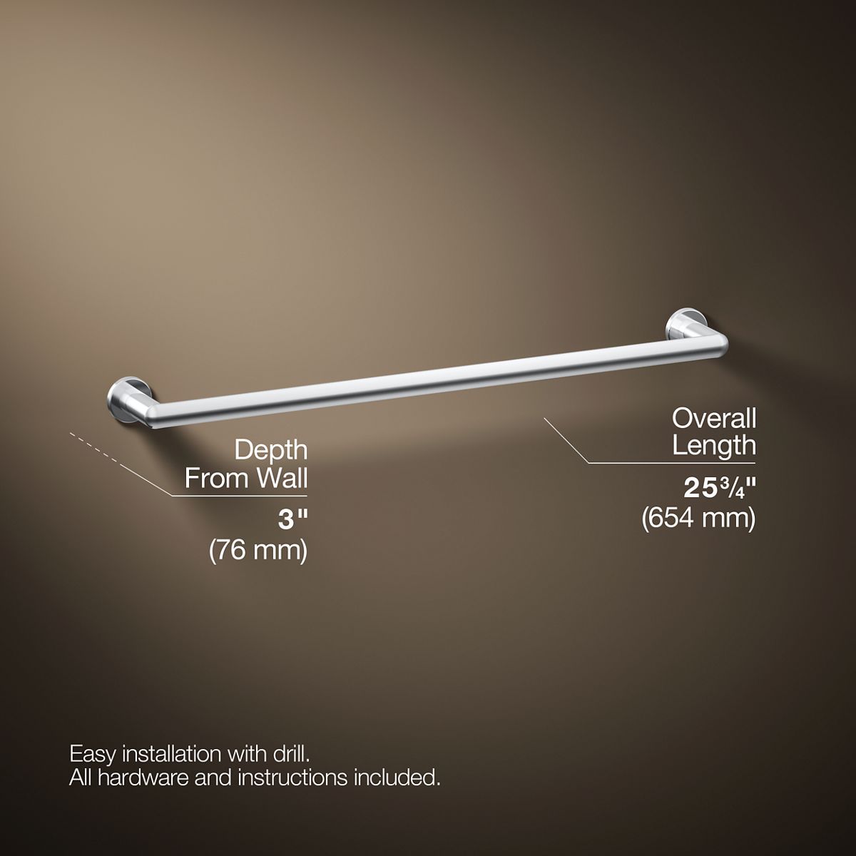 KOHLER K-97882 Kumin 24" towel bar
