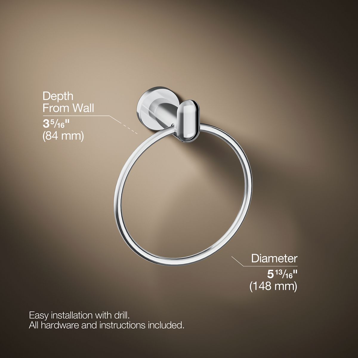 KOHLER K-97898 Kumin towel ring