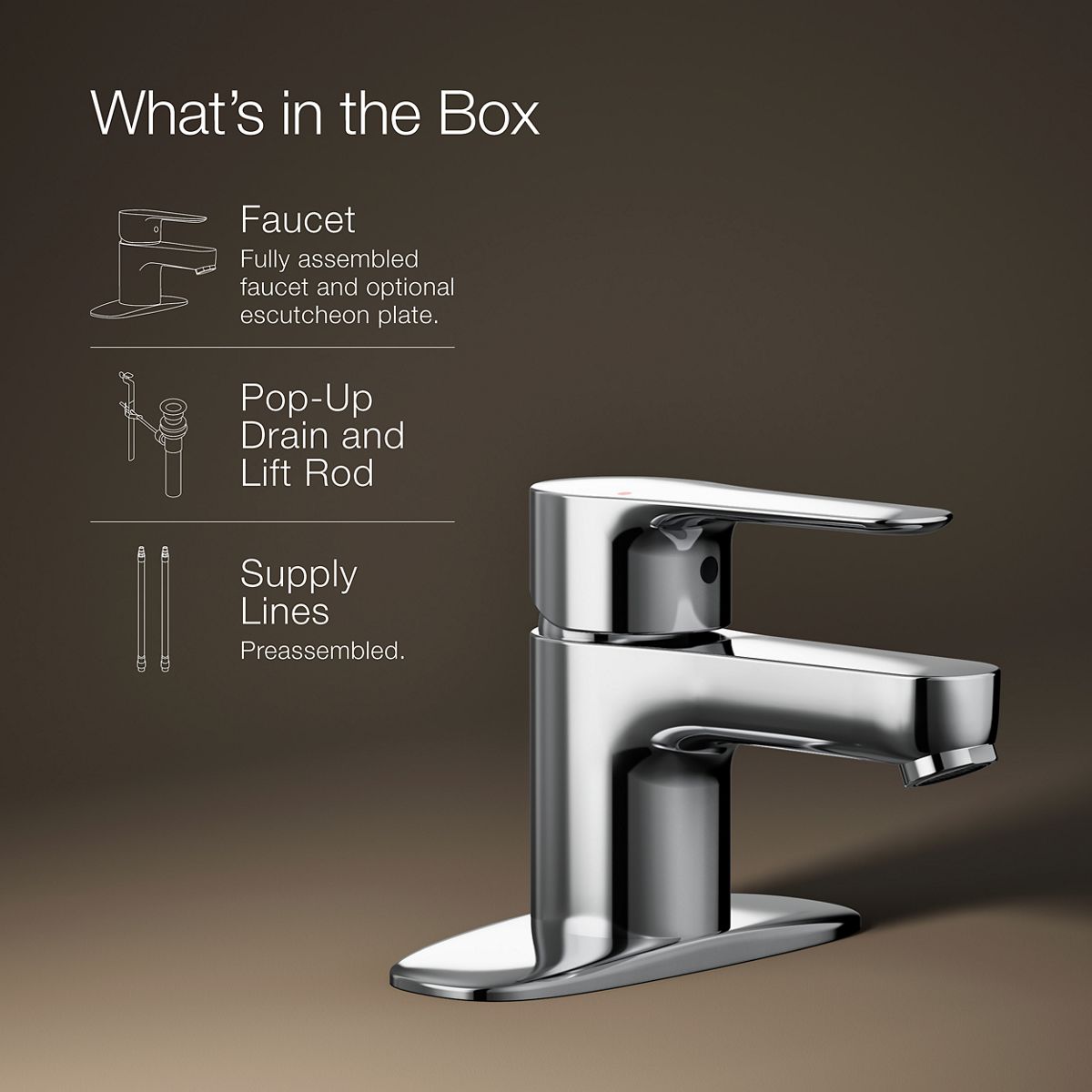 KOHLER K-98146-4 July Single-handle bathroom sink faucet, 1.2 gpm