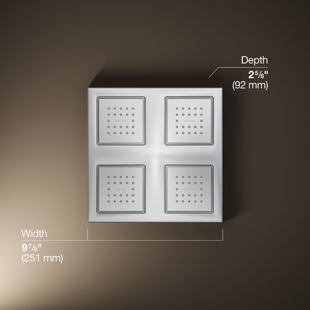 KOHLER K-98740 WaterTile Rain Overhead shower panel with four 22-nozzle sprayheads