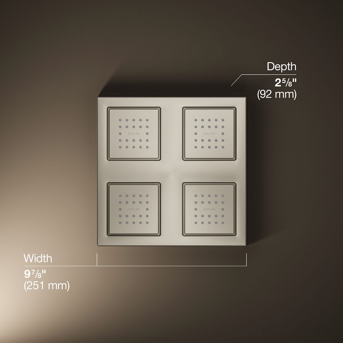 KOHLER K-98740 WaterTile Rain Overhead shower panel with four 22-nozzle sprayheads