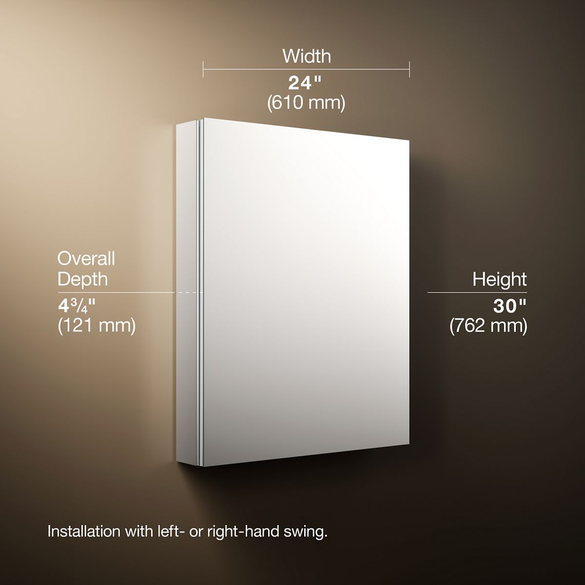 3/4 view of product with dimensions