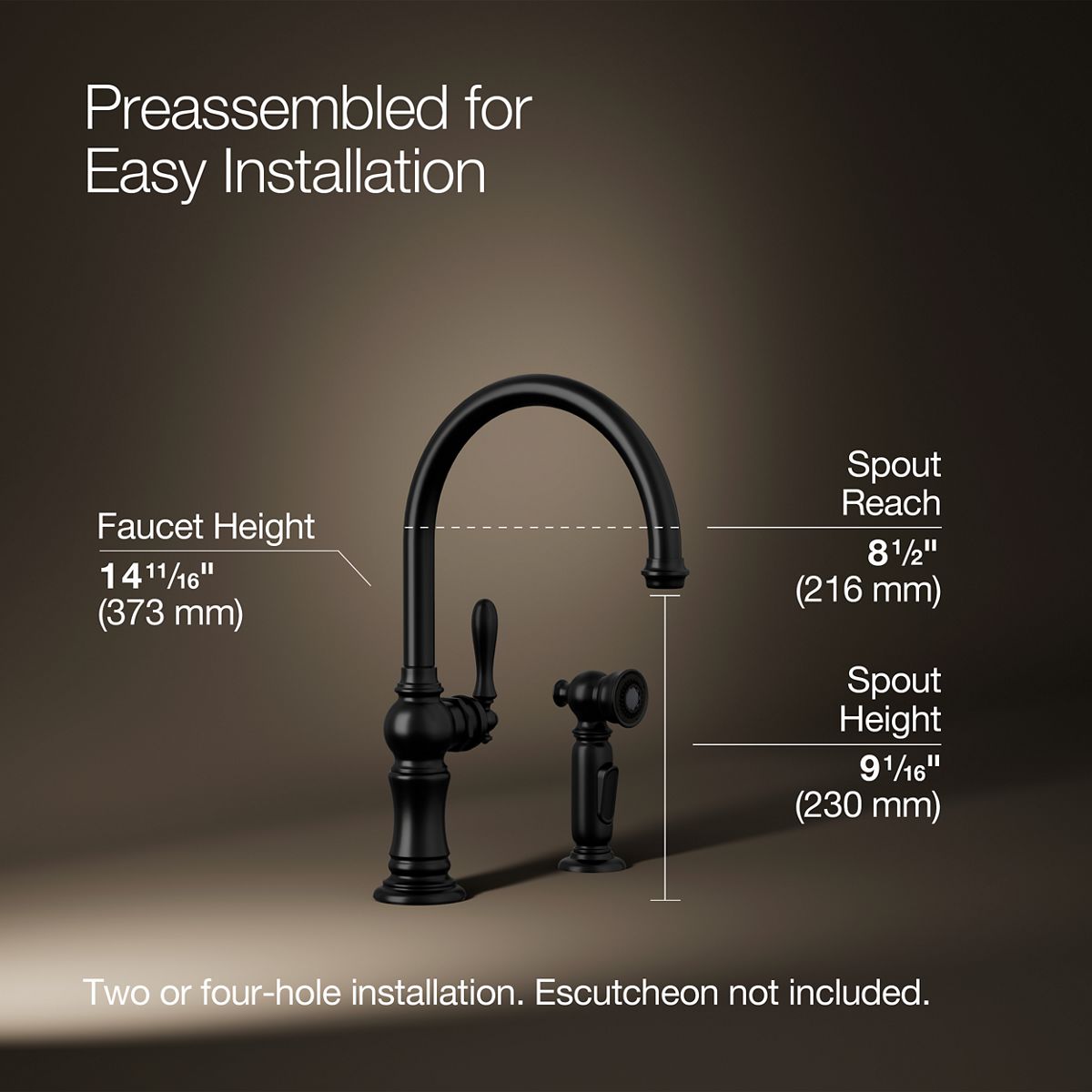 KOHLER K-99262 Artifacts Single-handle kitchen sink faucet with two-function sprayhead