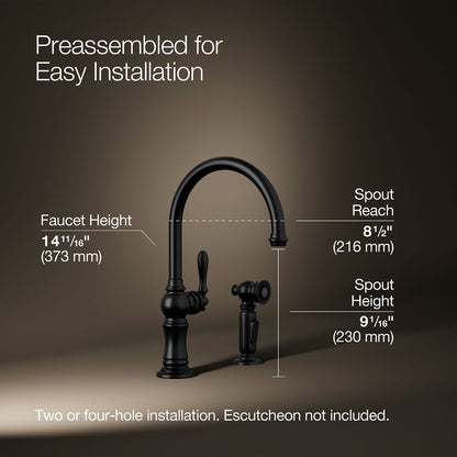 KOHLER K-99262 Artifacts Single-handle kitchen sink faucet with two-function sprayhead