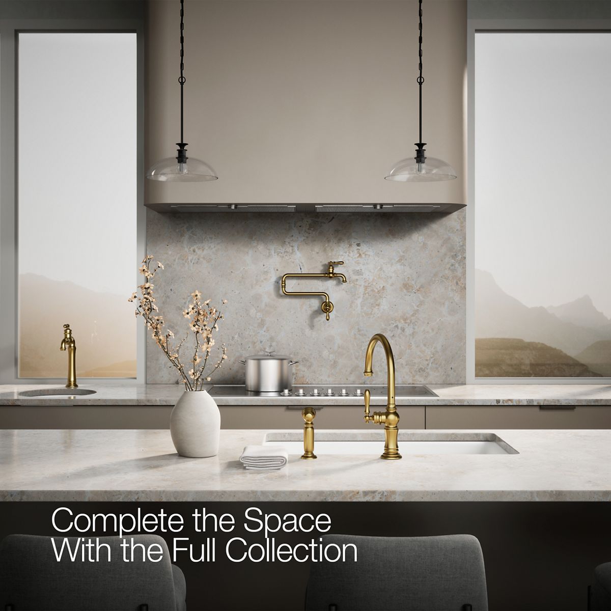 KOHLER K-99262 Artifacts Single-handle kitchen sink faucet with two-function sprayhead