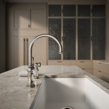 KOHLER K-99262 Artifacts Single-handle kitchen sink faucet with two-function sprayhead