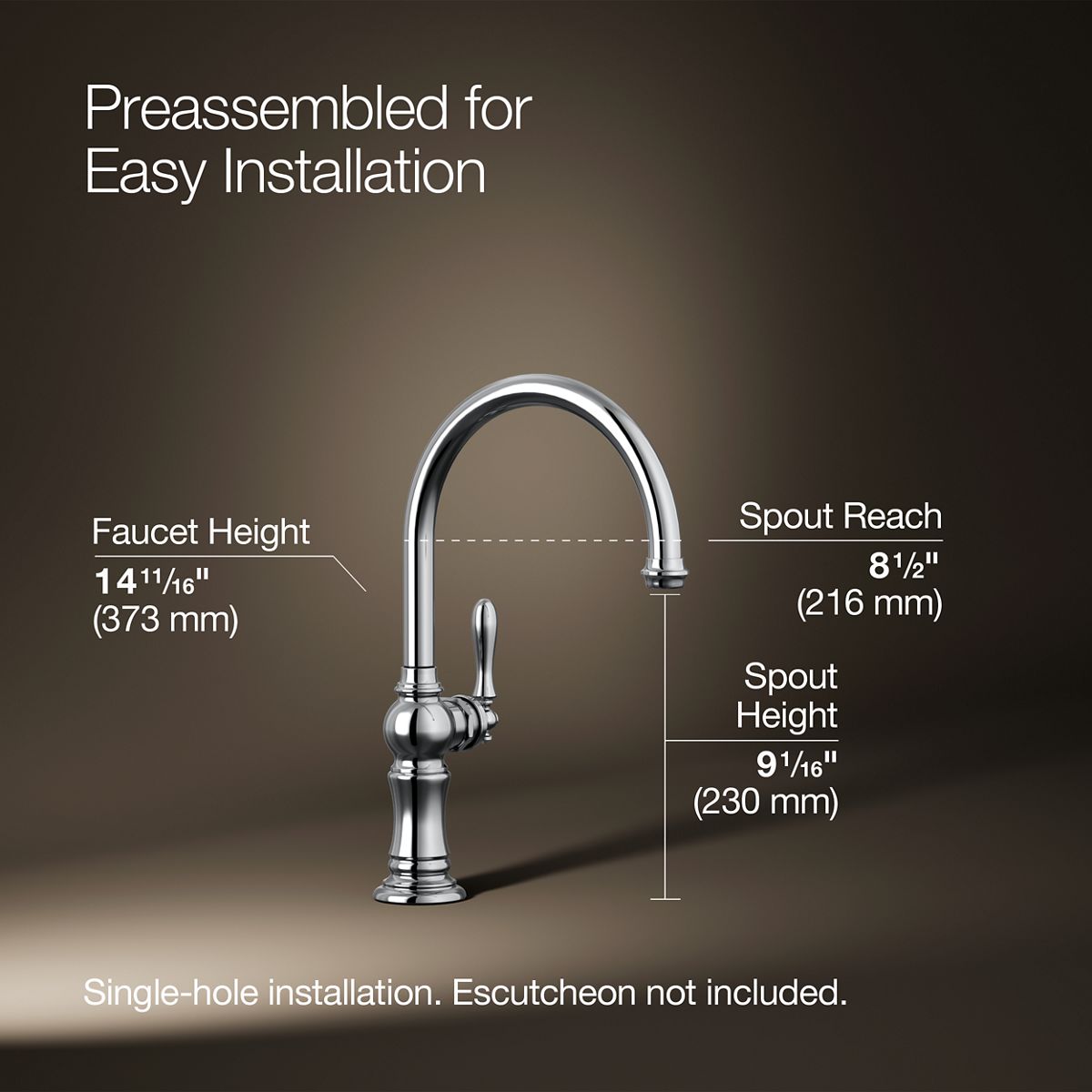 KOHLER K-99263 Artifacts Single-handle kitchen sink faucet