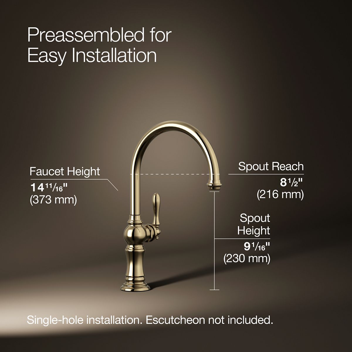 KOHLER K-99263 Artifacts Single-handle kitchen sink faucet