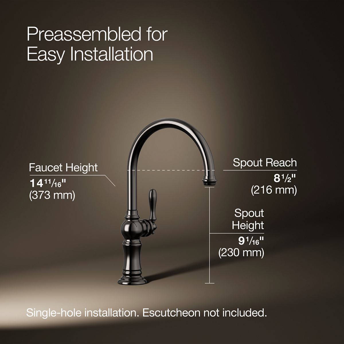 KOHLER K-99263 Artifacts Single-handle kitchen sink faucet