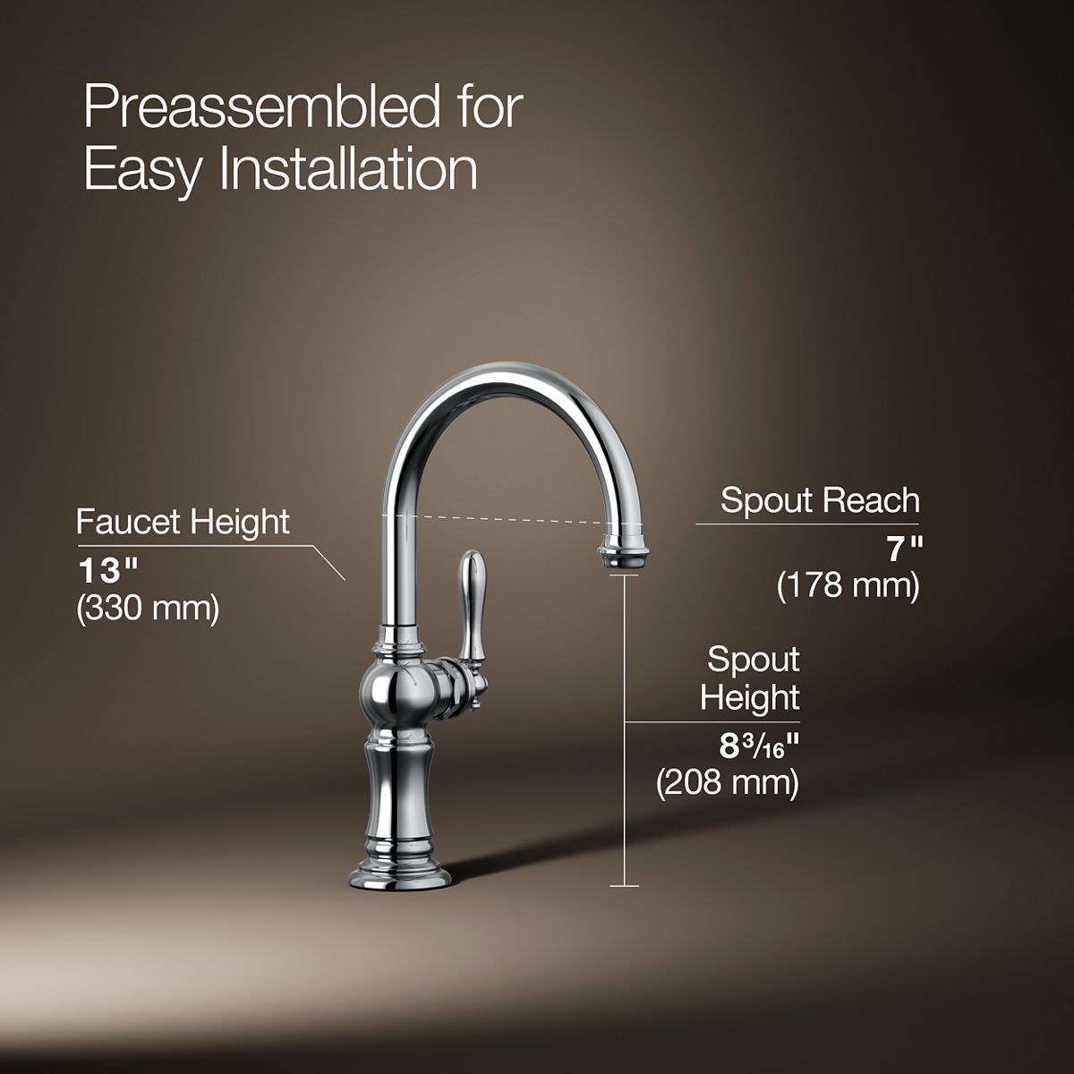 KOHLER K-99264 Artifacts Single-handle kitchen sink faucet