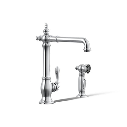 KOHLER K-99265 Artifacts Single-handle kitchen sink faucet with side sprayer