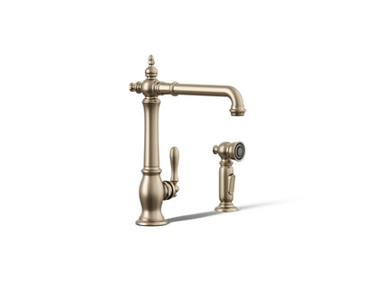 KOHLER K-99265 Artifacts Single-handle kitchen sink faucet with side sprayer