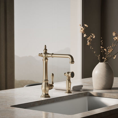 KOHLER K-99265 Artifacts Single-handle kitchen sink faucet with side sprayer