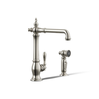 KOHLER K-99265 Artifacts Single-handle kitchen sink faucet with side sprayer