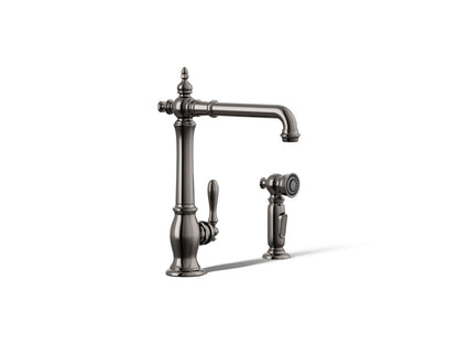 KOHLER K-99265 Artifacts Single-handle kitchen sink faucet with side sprayer