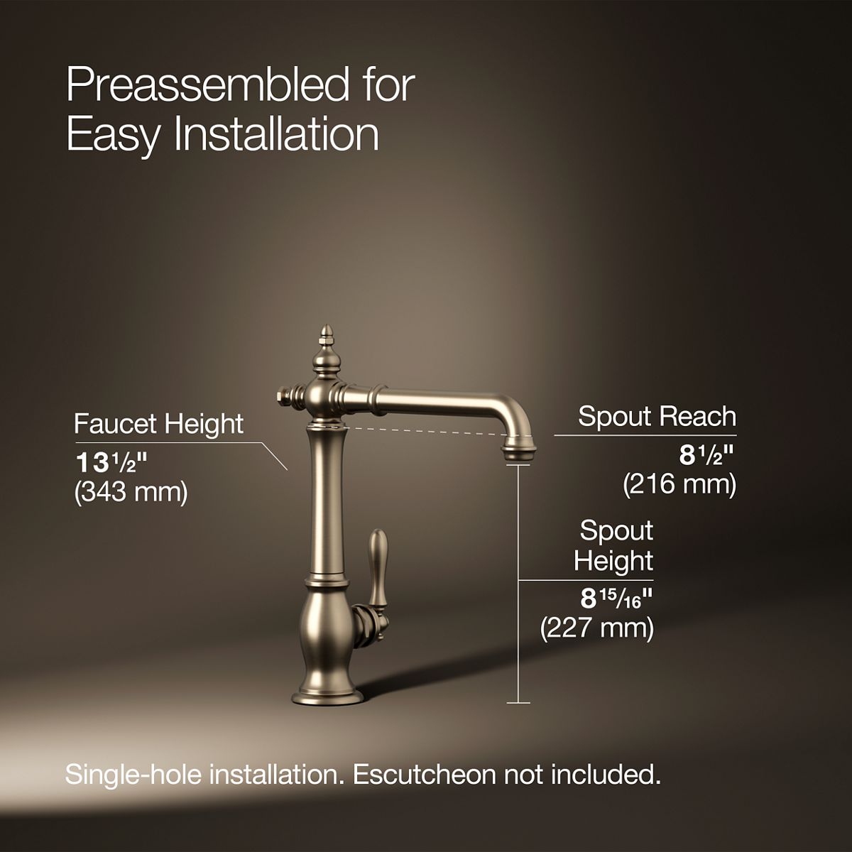 KOHLER K-99266 Artifacts Single-handle kitchen sink faucet